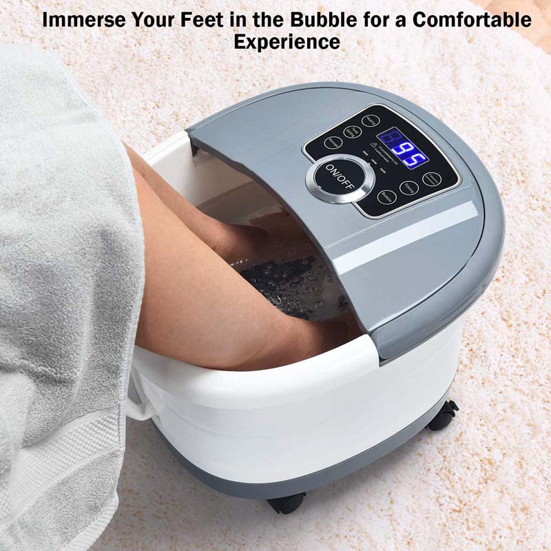 Heated Foot Spa Bath Massager with Bubbles, 16 Pedicure Shiatsu Roller Massage Points, Electric Foot Soaker Tub