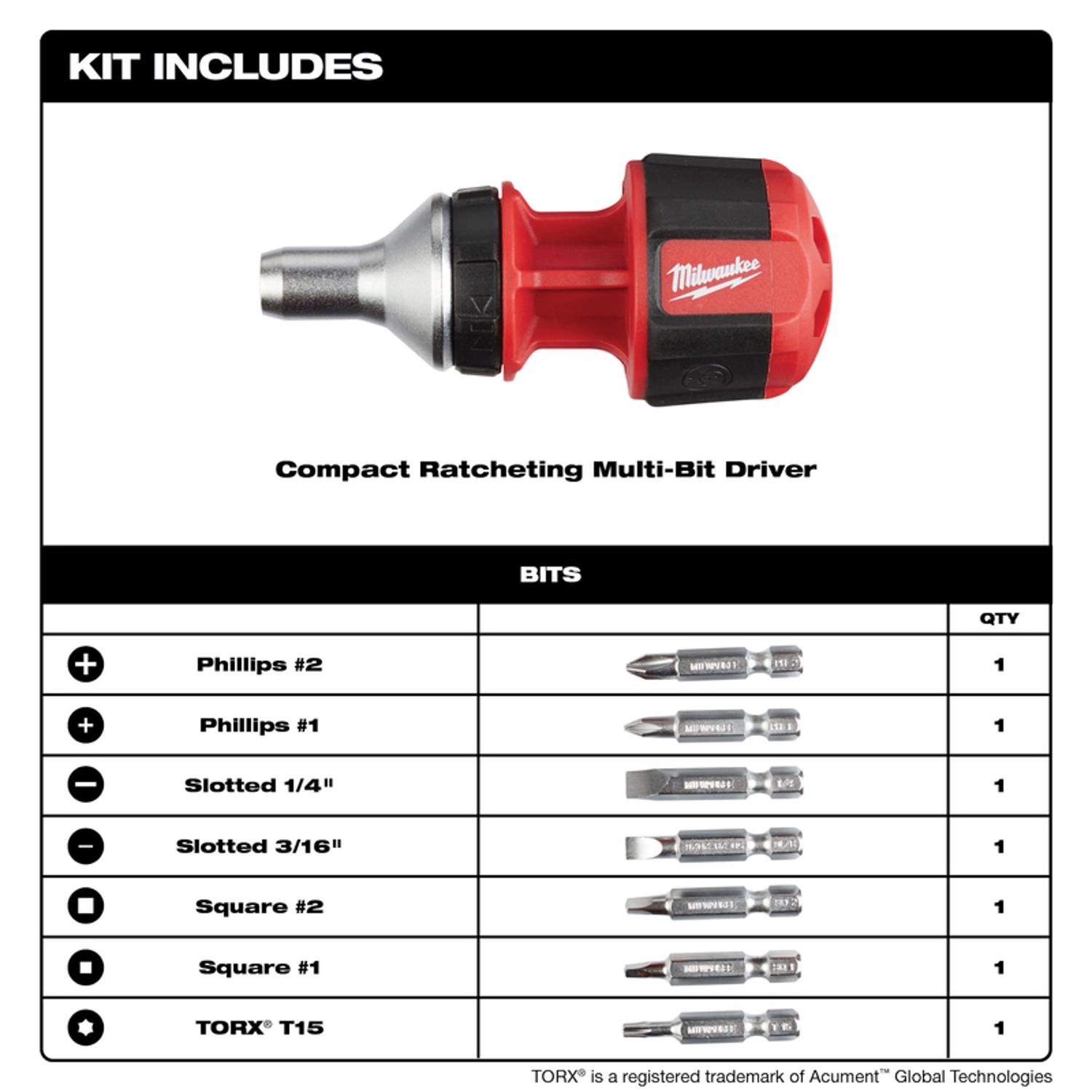 MW 8-in-1 Ratcheting Screwdriver and Bit Set