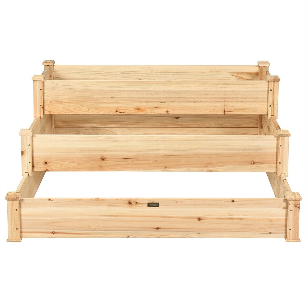 Costway 3 Tier Wooden Raised Garden Bed Planter Kit Outdoor Grow   49\