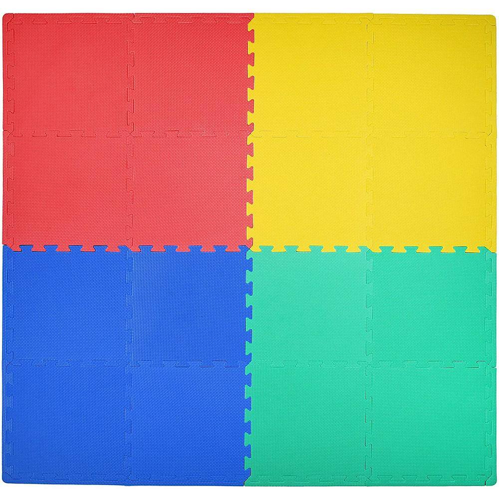 KC CUBS Multicolor 12 in. x 12 in. Exercise Children's Interlocking Puzzle EVA Play Foam Floor Mat (16 sq. ft.) (54-Borders) EVA001