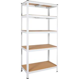 Tunearary 29 in. W x 12 in. D x 59 in. H 5-Tier Stackable Metal Heavy-Duty Storage Rack Adjustable Multi-Purpose Pots White Shelve01LP