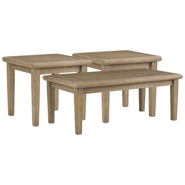 Signature Design by Ashley Gerianne Brown Outdoor Coffee Table with 2 End Tables