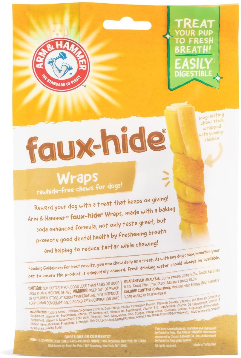 Arm and Hammer Faux-Hide Wraps Chicken Flavor Dental Dog Treats