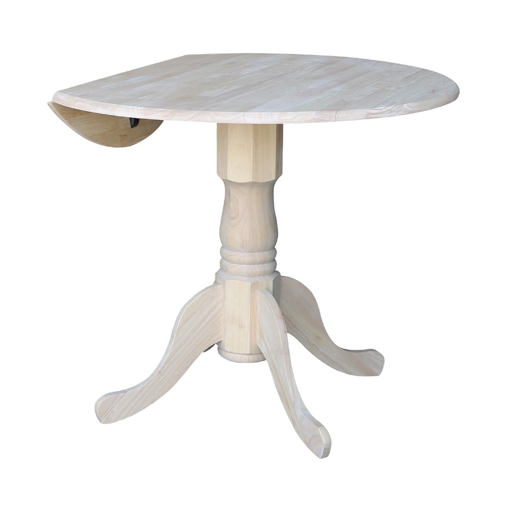 International Concepts Unfinished Round 36 inch Drop leaf Dining Table