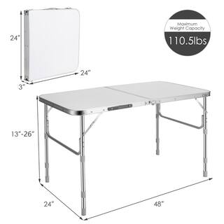 Costway 2-Piece Folding Tables Height Adjustable Aluminum Picnic Table with Carrying Handle NP10174WH