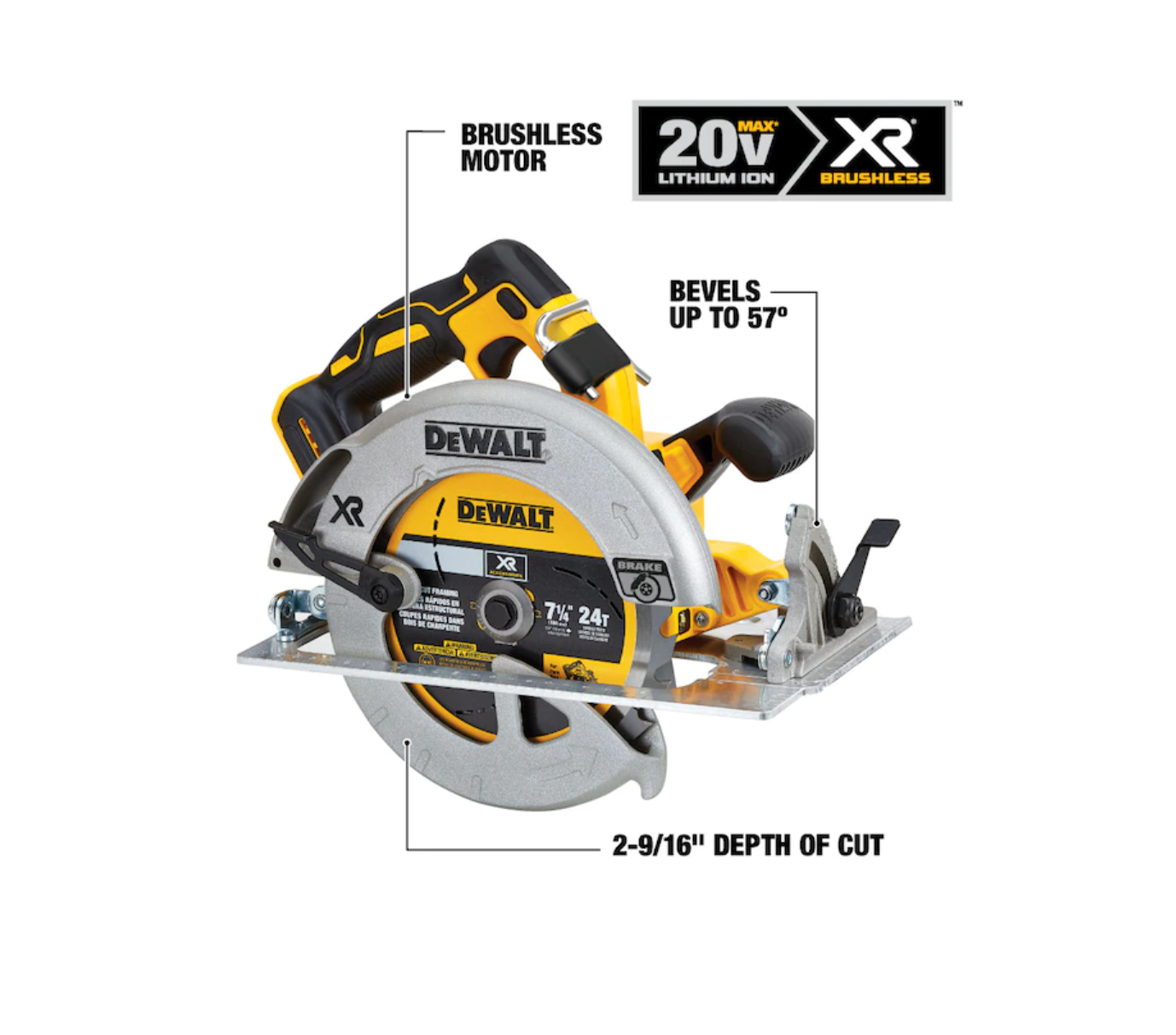 DEWALT DCS570B XR 20-volt Max-Amp 7-1/4-in Brushless Cordless Circular Saw