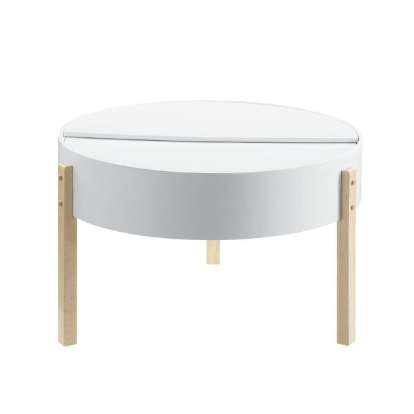 Modern Style Round Coffee Table， Sofa Table With Three Wooden Legs