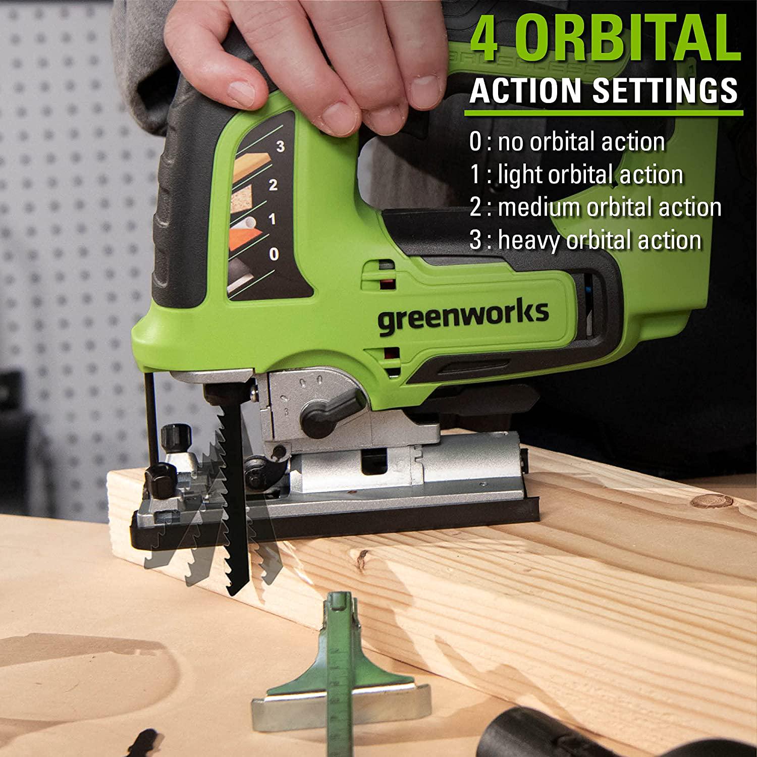 Greenworks 24V Brushless Jig Saw， Battery Not Included 3601202AZ