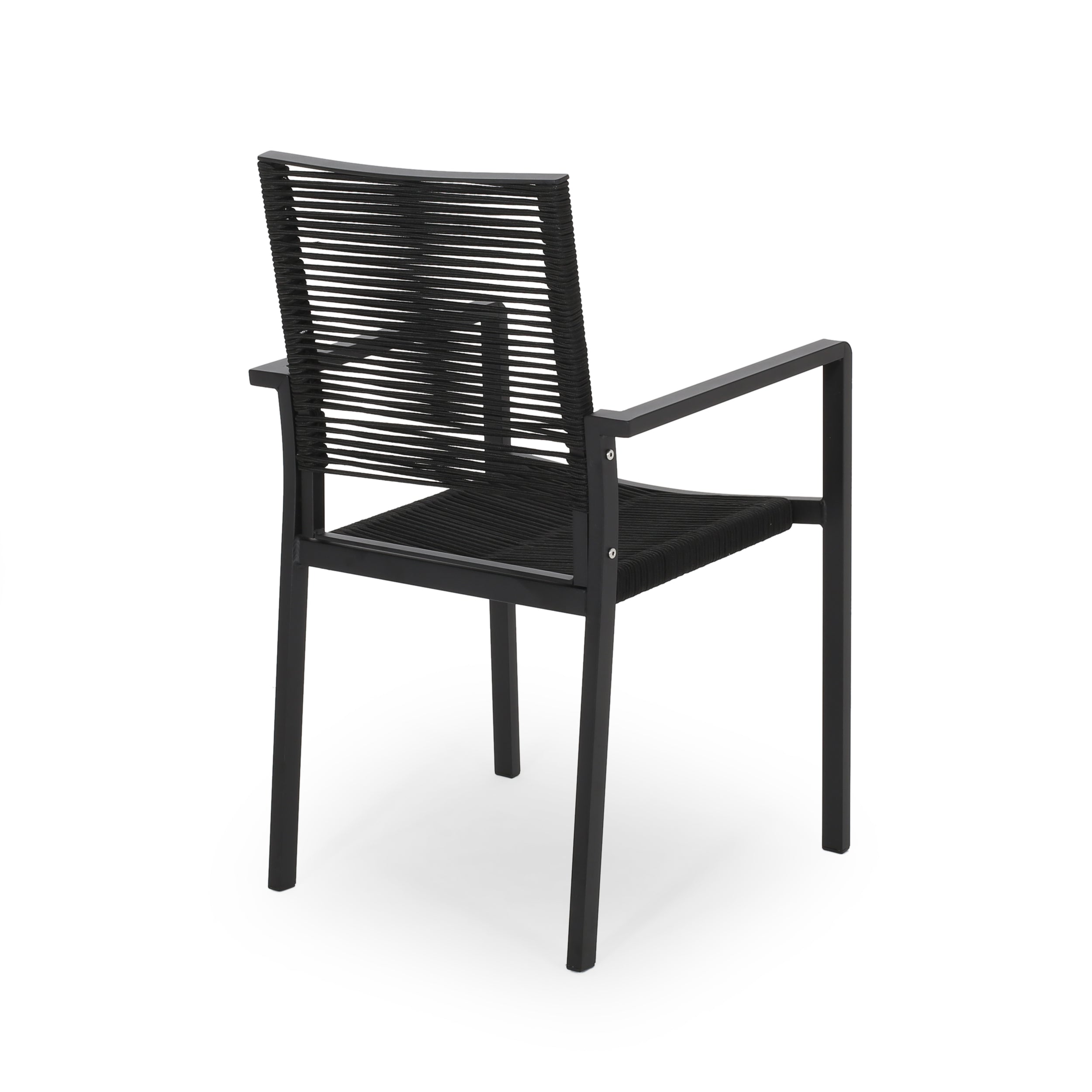 Lillian Outdoor Modern Aluminum Dining Chair with Rope Seat (Set of 2)