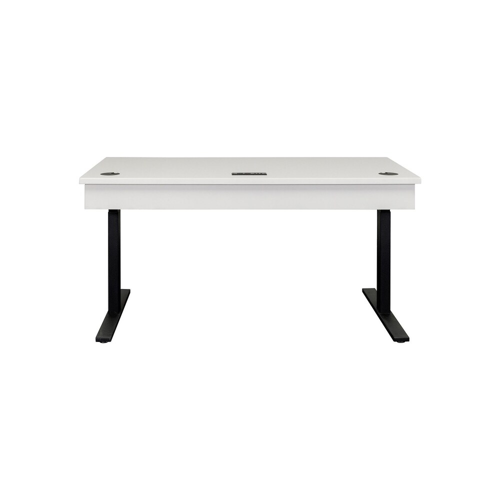 Modern Electric Sit/Stand Desk  Height Adustable Table  Wood Adjustable Office Desk  White