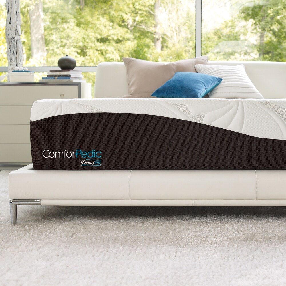 ComforPedic from Beautyrest Choose Your Comfort 10 inch Gel Memory Foam Mattress Set   White   White/Brown