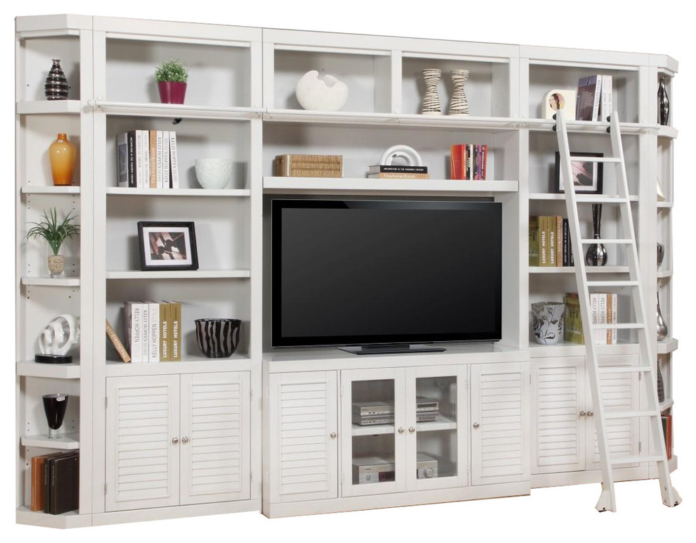 Parker House Boca 6 Piece Entertainment Wall Center in Cottage White   2   Beach Style   Entertainment Centers And Tv Stands   by GreatFurnitureDeal  Houzz