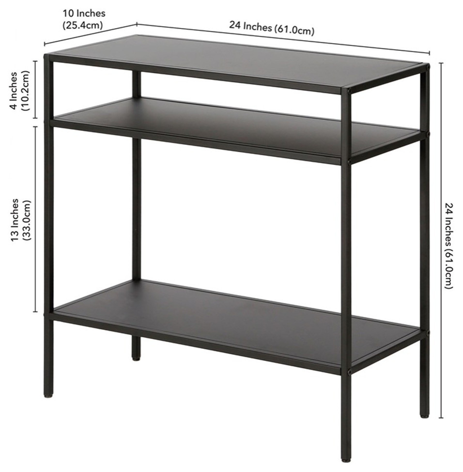 Maklaine Modern Black/Bronze Side Table with Metal Shelves   Industrial   Side Tables And End Tables   by Homesquare  Houzz