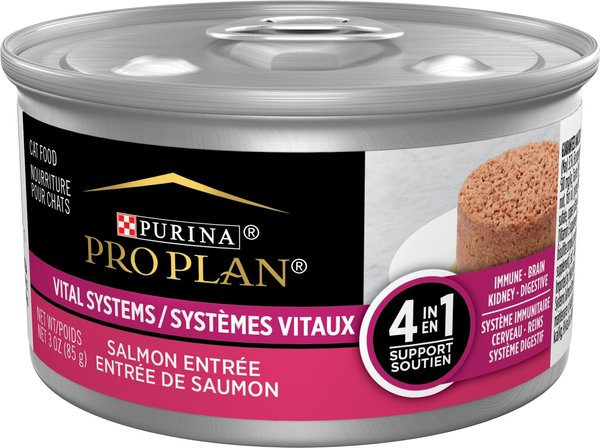 Purina Pro Plan Vital Systems 4-in-1 Salmon Pate Wet Cat Food， 3-oz can， case of 24