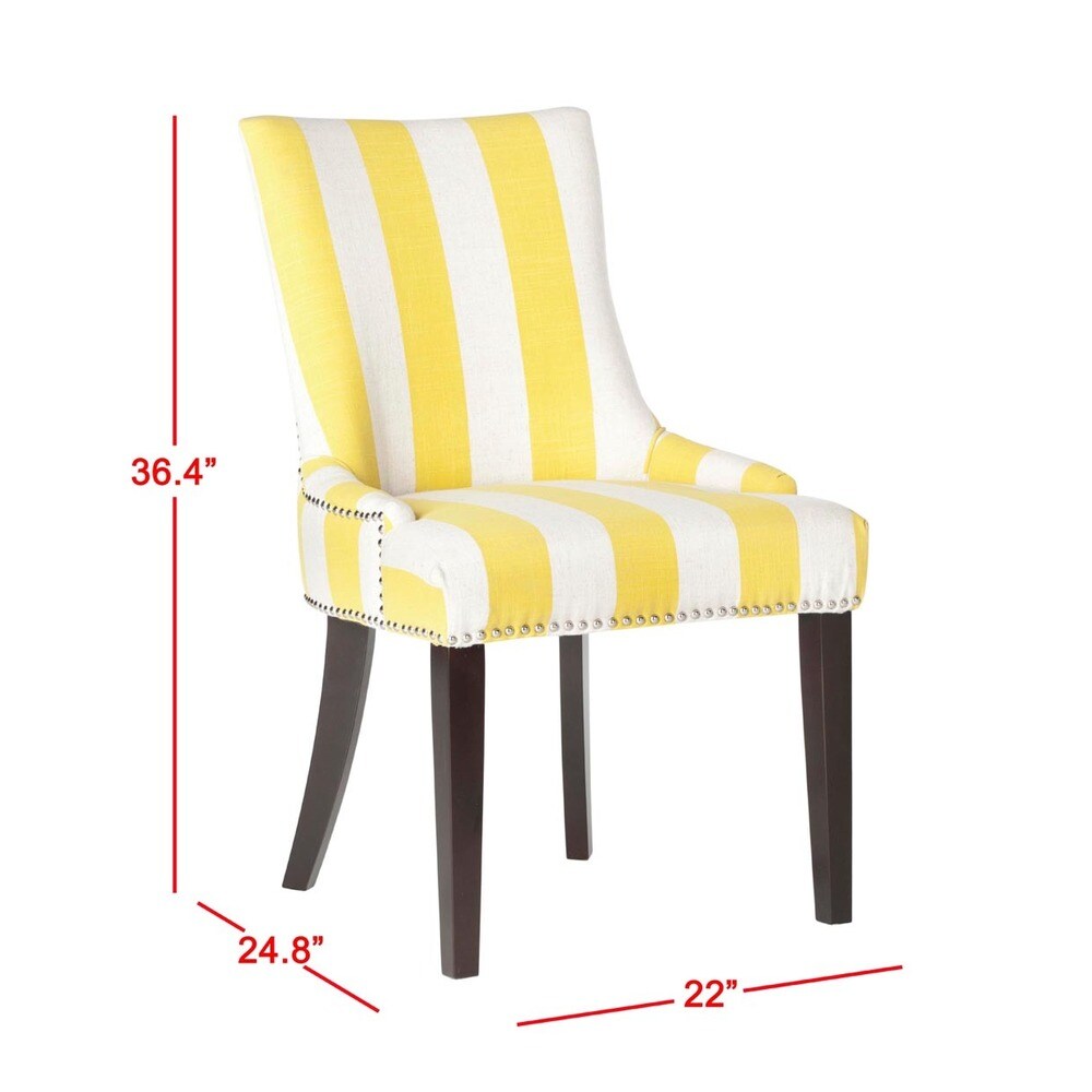 SAFAVIEH Dining Lester Yellow/ White Stripe Polyester Blend Dining Chairs (Set of 2)   22\