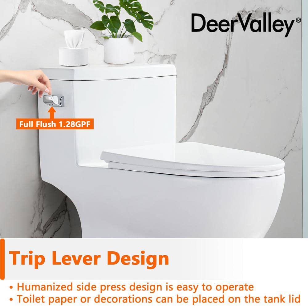 DEERVALLEY DeerValley Concord 12 in Rough in Size 1Piece 128 GPF Single Flush Elongated Toilet in White Seat Included