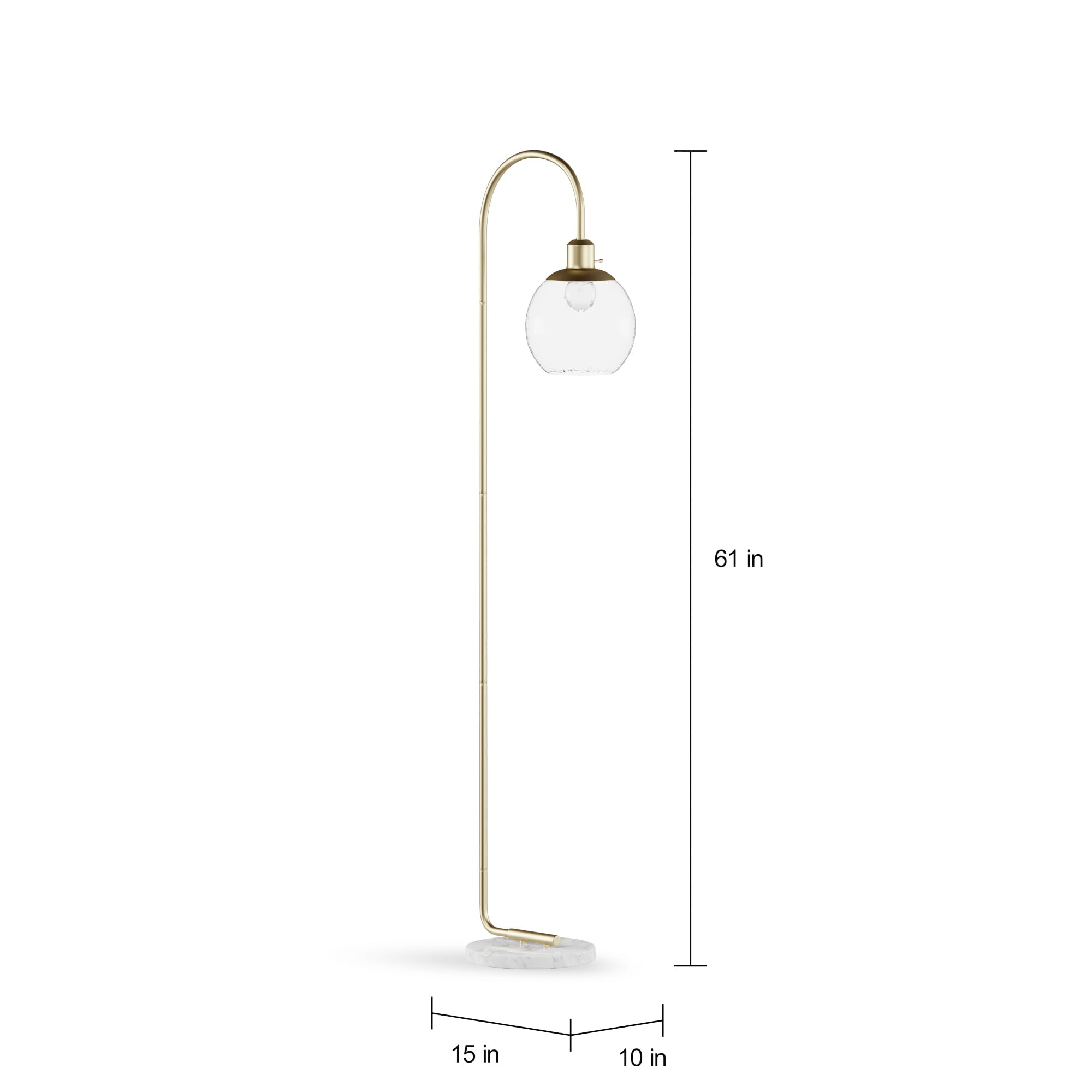 Better Home & Gardens Metal Floor Lamp, Brushed Brass