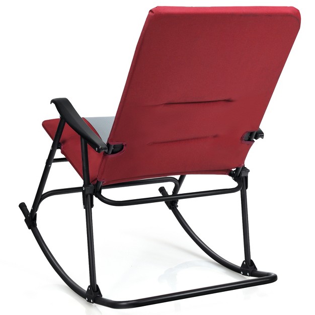 Tangkula Foldable Rocking Chair Enlarged Rocker Chair With Cotton Clip Blue red