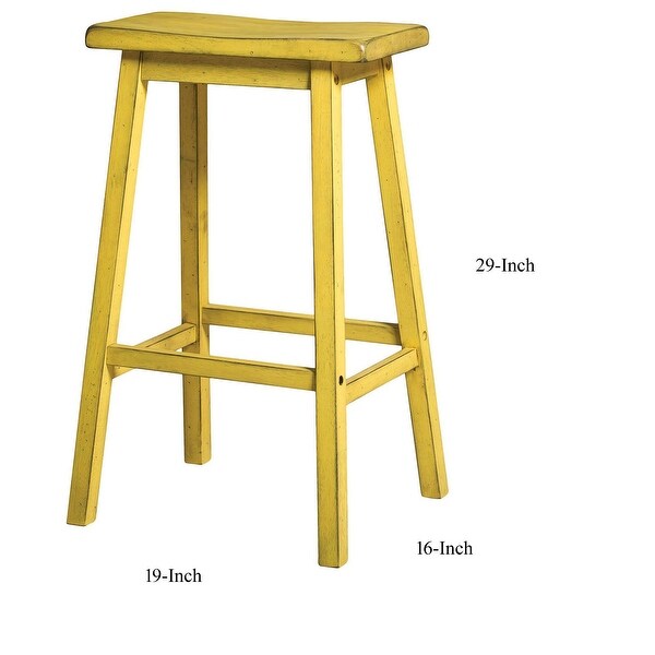 Wooden Bar Stool (Set-2)， Antique Yellow