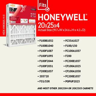 HDX 20 in. x 25 in. x 4 in. Honeywell Replacement Pleated Air Filter FPR 7 HDX-HW2025-11-3