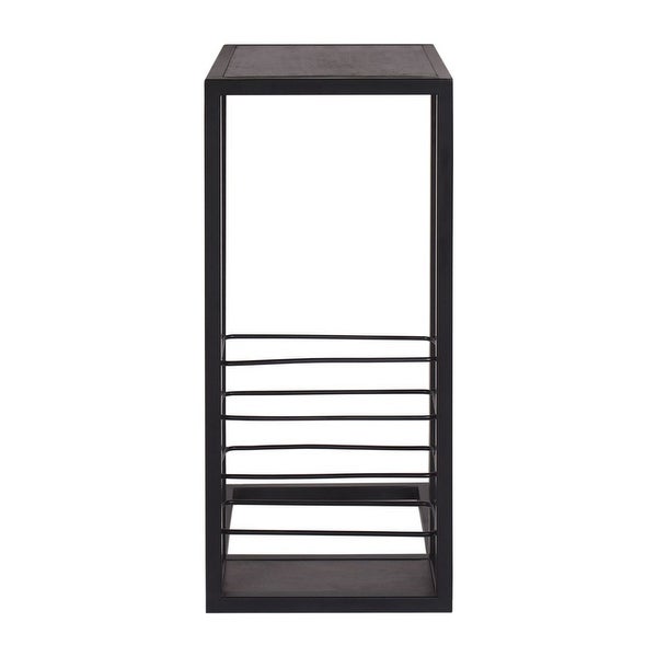 Edwin Contemporary Accent C Table in Iron and Acacia