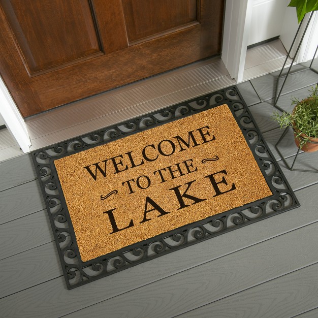 Evergreen 16 X 28 Inches Welcome To The Lake Door Mat Non slip Rubber Backing Dirt Catching Natural Coir Indoor And Outdoor Home Decor