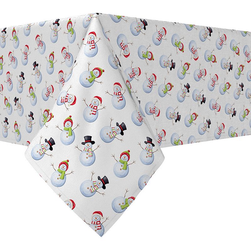 Rectangular Tablecloth， 100% Cotton， 52x104， Winter Time Snowmen