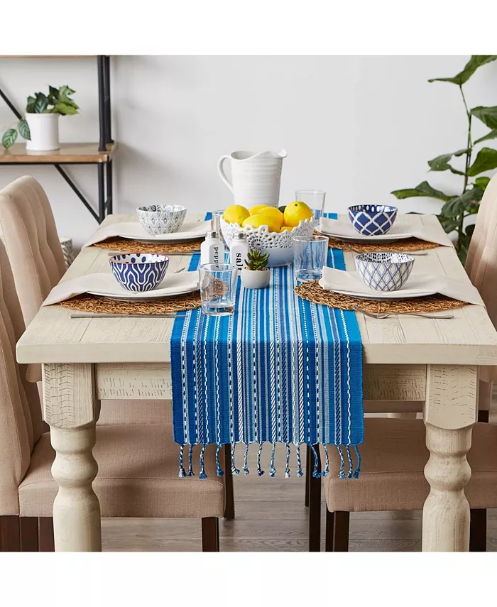 Design Imports Stripe with Fringe Table Runner