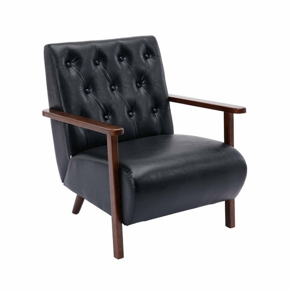 PU Leather Accent Chair Armchair Lounge Chair w/Wood Frame