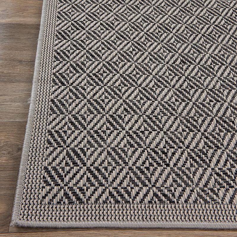 World Rug Gallery Geometric Border Indoor Outdoor Area Rug