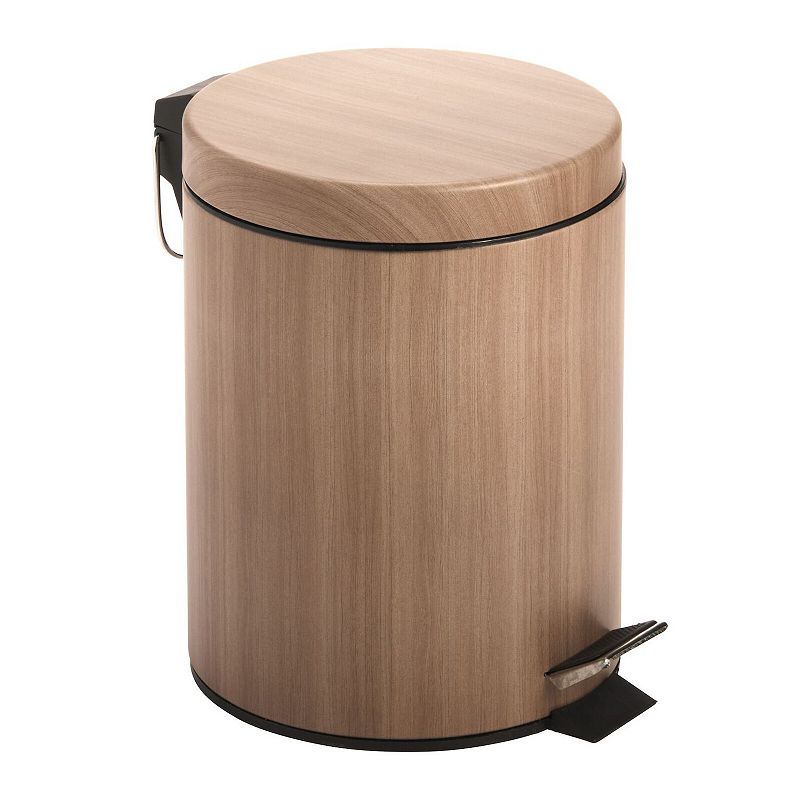 mDesign 5L Metal Round Step Garbage Trash Can with Removable Liner and Lid