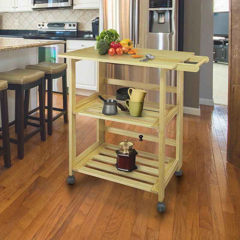 Casual Home Natural Finish Trek Folding Kitchen Cart