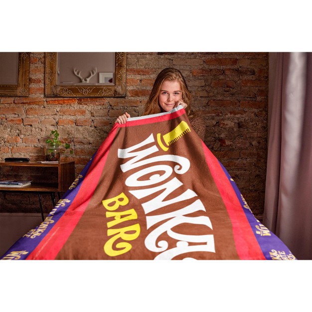 Willy Wonka Movie Film Bar Soft Plush Character Throw Blanket Multicoloured