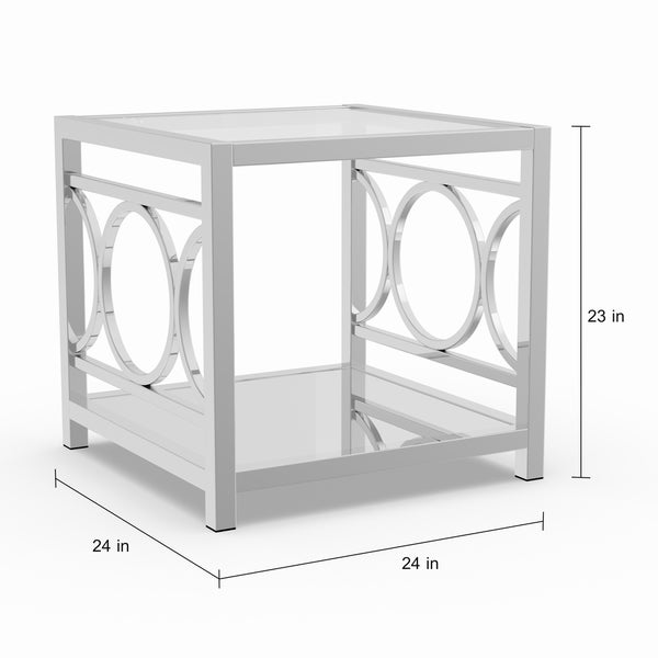 Silver Orchid Pehrson 24-inch Glass Top Metal 1-shelf Side Table