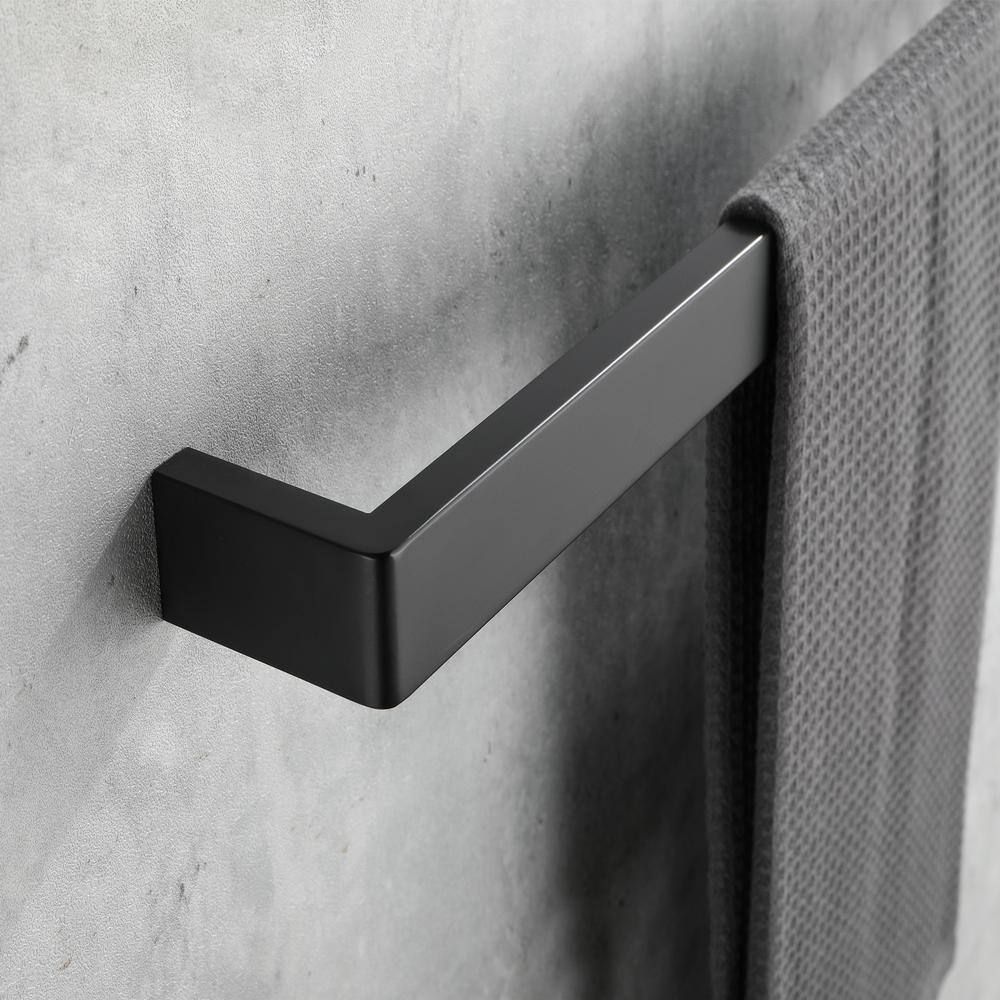 ruiling 24 in. Square Wall Mount Towel Bar in Stainless Steel Matte Black ATK-292