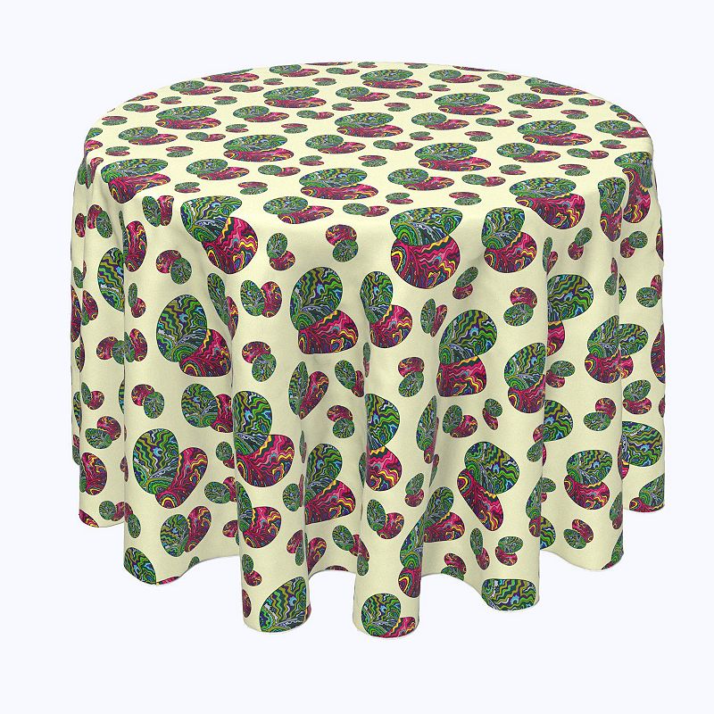 Round Tablecloth， 100% Polyester， 60 Round， Trippy Doodle Easter Eggs