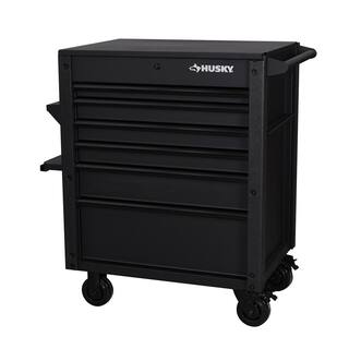 Husky 31 in. W x 23 in. D 6-Drawer Rolling Tool Cart in Black H30MECH6BLK