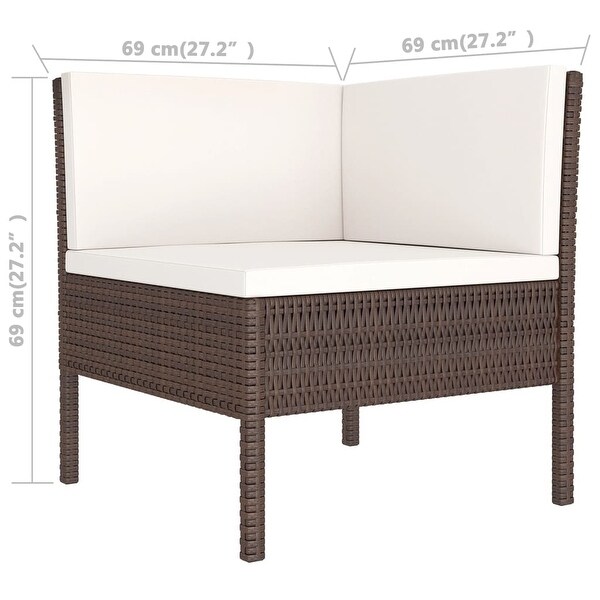 11 Piece Patio Lounge Set with Cushions Poly Rattan Brown - Overstock - 35848088