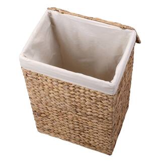 Villacera 26 in. H Portable Handmade Water Hyacinth Wicker Laundry Hamper with Lid in Natural (2-Pack) HWD020164