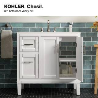 KOHLER Chesil 36 in. W x 18.87 in. D x 36.14 in. H Bathroom Vanity in White with Bianco Bella Top R35904-ASB-0