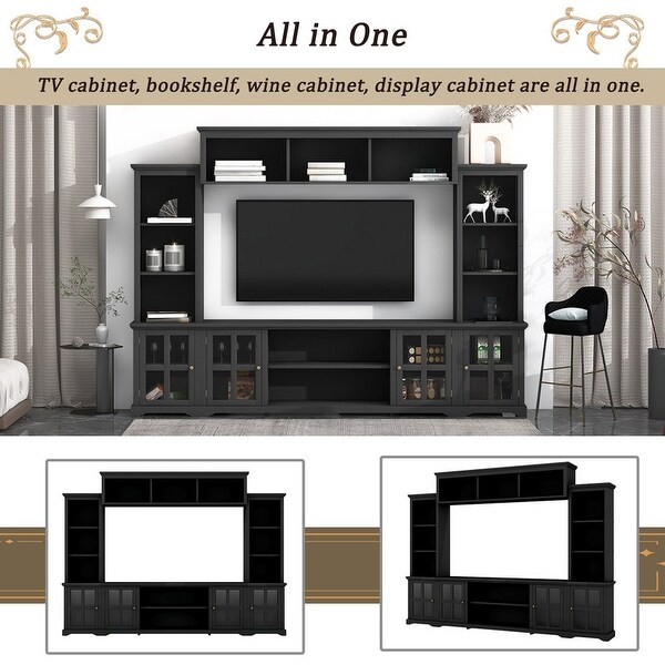 Modern TV Stand Entertainment Wall Unit with Bridge for TVs Up to 70