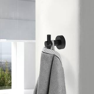 cadeninc Wall Mounted Round Bathroom Robe Hook and Towel Hook in Black (4-Pack Combo) DR-LQHU-034