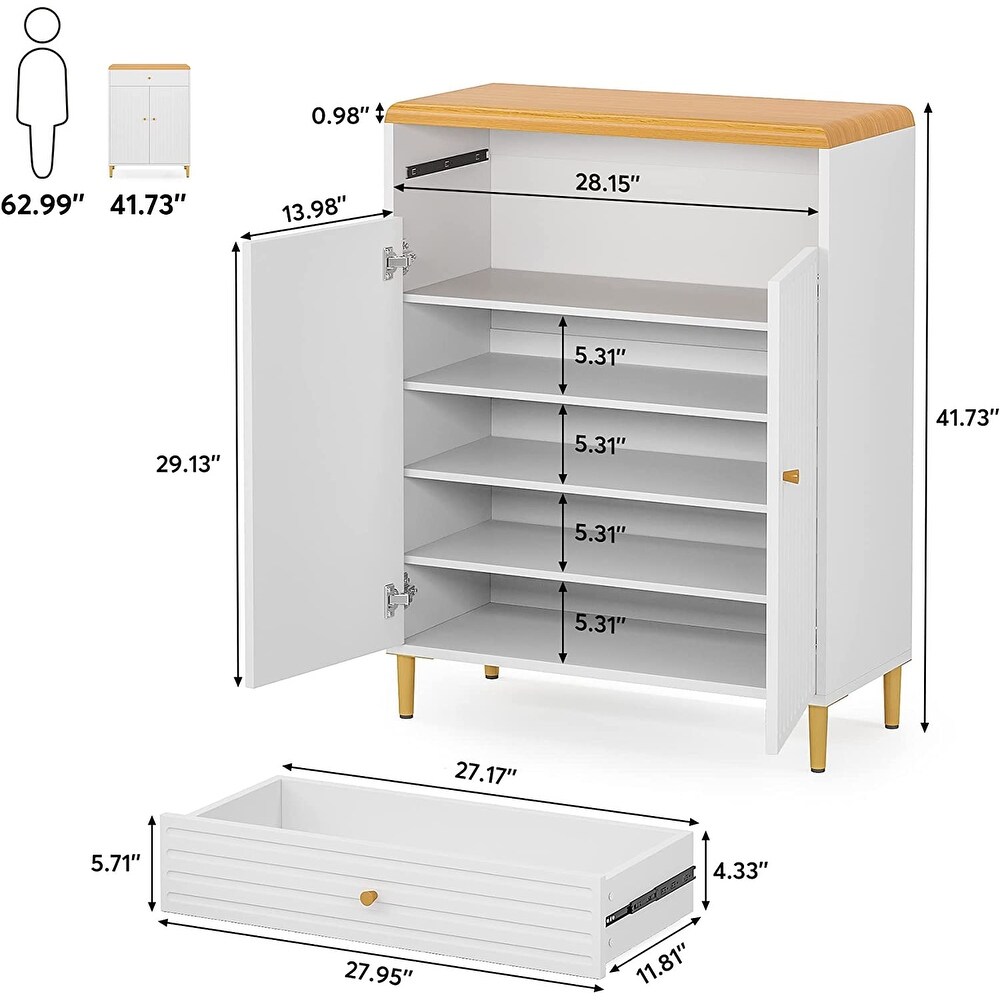 Modern Shoe Cabinet with Door and Drawer for Entryway