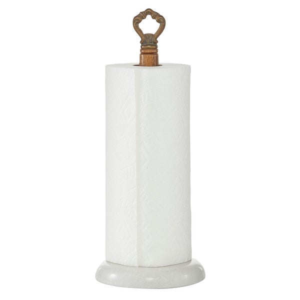 White Marble Traditional Paper Towel Holder - 6 x 6 x 15