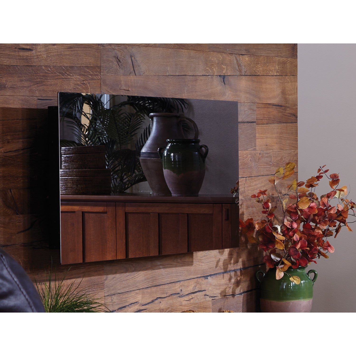 Touchstone Mirror Onyx Recessed Wall Mount Electric Fireplace, 50"