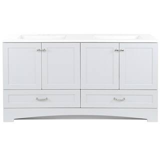 Glacier Bay Lancaster 60.25 in. W x 18.75 in. D Shaker Bath Vanity in Pearl Gray with White Cultured Marble Top LC60P2-PG