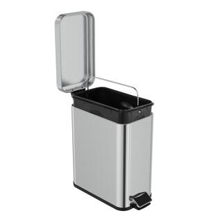 Innovaze 1.3 Gal. Slim Trash Can Stainless Steel Step On Bathroom and Office Garbage Can in Brilliant Silver Finish MGCS-AS2205