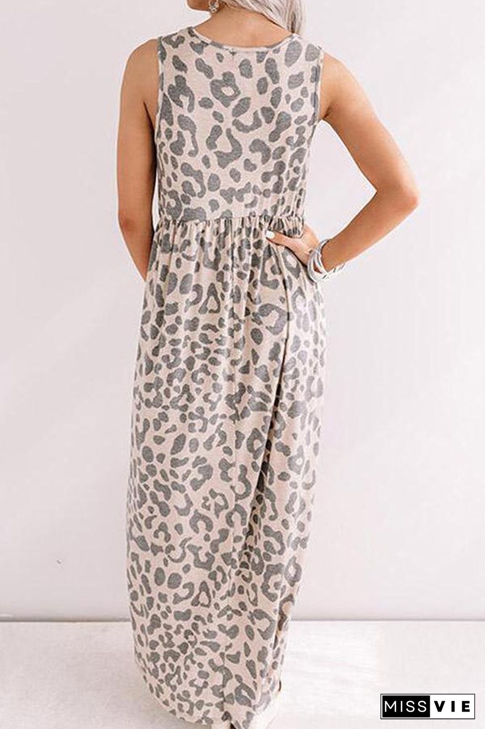 Leopard Print Sleeveless Maxi Dress P13157