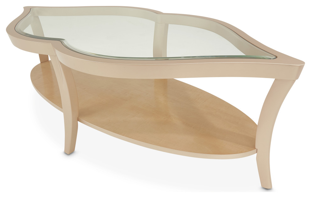 Malibu Crest Glass Cocktail Table   Chardonnay   Contemporary   Coffee Tables   by Michael Amini  Houzz