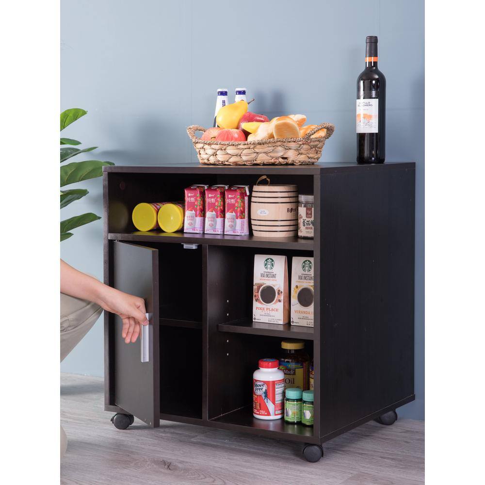 Basicwise Storage Printer Black Kitchen Storage Stand with Casters QI003556.B